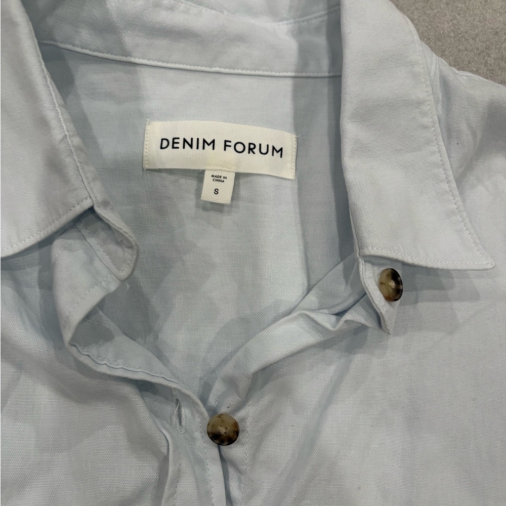 Denim Forum Light Blue Casual Button Down Shirt - Picture 3 of 6